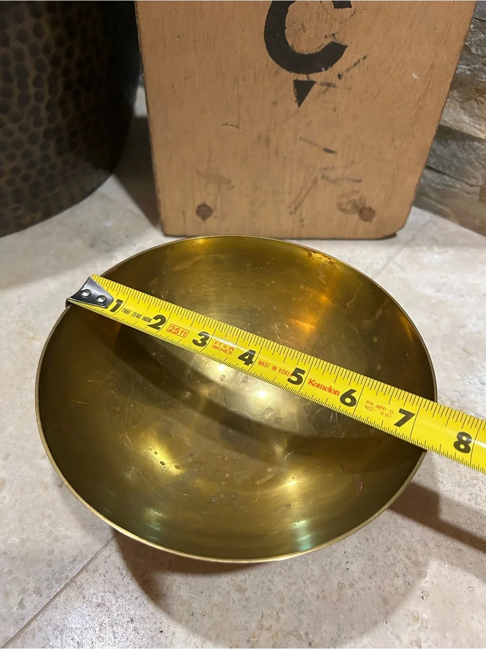 Vintage Brass pedestal Bowl with an Etched Floral Design